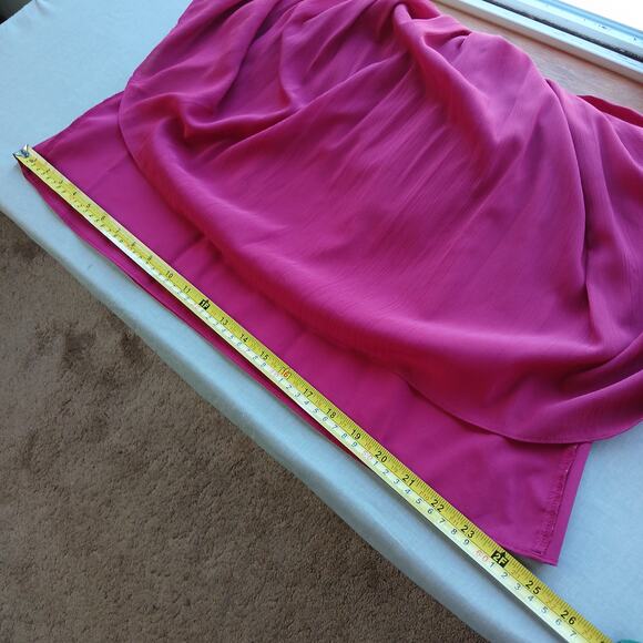Loft Magenta Pink Pleated Skater Skirt S lined chiffon elastic pull on - Picture 8 of 12